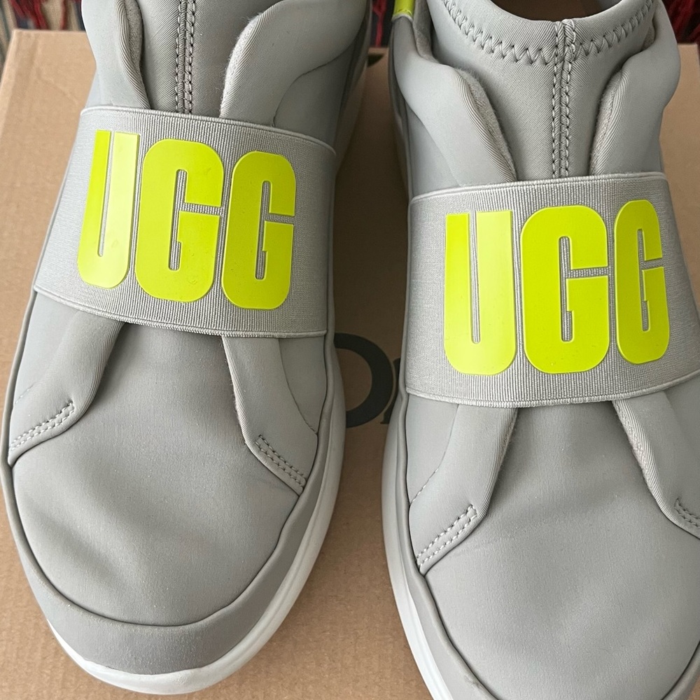 Excellent Condition! Ladies UGG Grey and Lime Sneaker. Worn only 3 times.